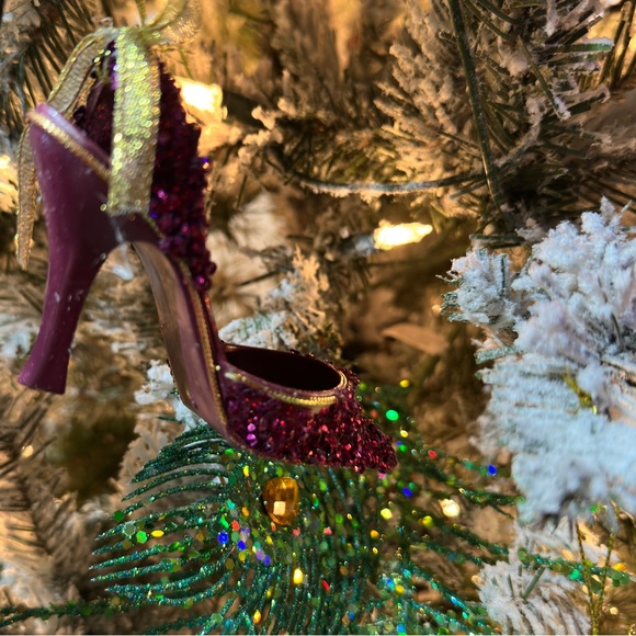 High Heel ornament Beaded Sparkle Sequins Holiday Christmas merlot wine Hallmark - Picture 5 of 14